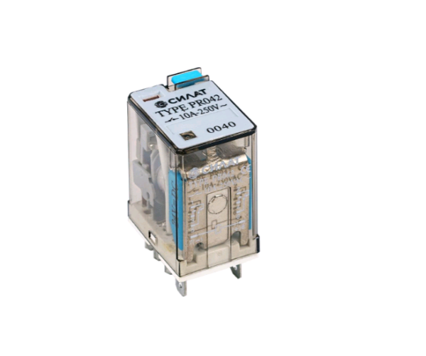 PR042 СИЛАТ Реле промежут., 2СО, КУ 24VDC, 10А(240VAC/28VDC), тест, мех.инд., под SR07/PTF08A