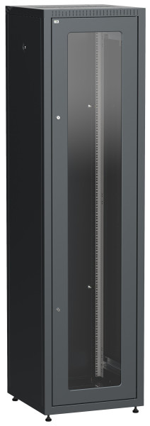 Шкаф LINEA E 33U 600х600мм двери 2шт стекло и металл черный LE05-33U66-GM