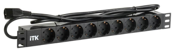 PDU 9 розеток нем. ст, 1U, шнур 2м вилка С14 ПВХ чер PH22-9D2-P