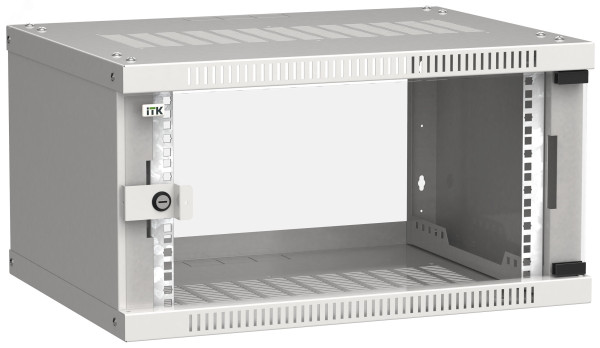 Шкаф LINEA WE 6U 600x450мм дверь стекло серый LWE3-06U64-GF