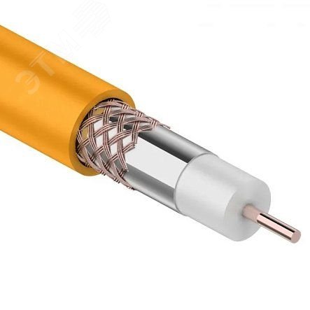 Кабель коаксиальный RG-6U нг(А)-HF, Cu/Al/Cu, 64%, 75Ом, 100м, INDOOR, оранжевый