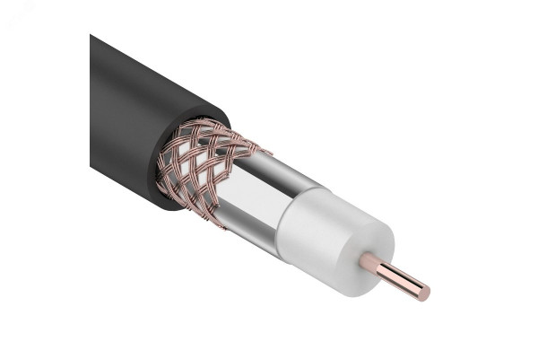 Кабель коаксиальный RG-6U, 75Ом, CCS/Al/Al, 64%, 100м, OUTDOOR, черный