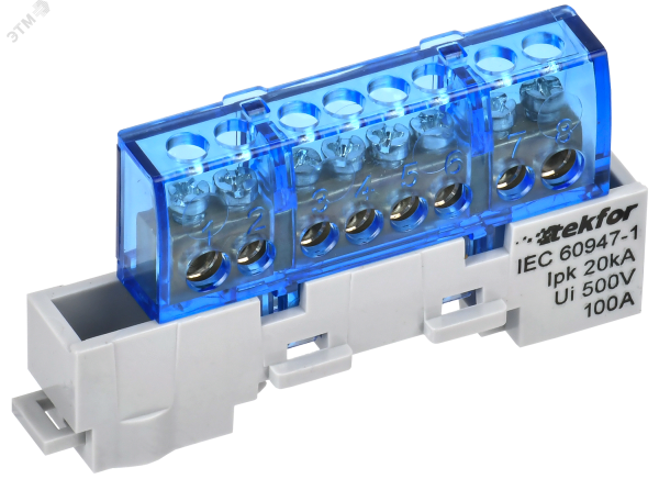 TEKFOR Шина N ноль изолированная на универсальном держателе 6х9-8-С IEK TF-NN10-08-KL-K07