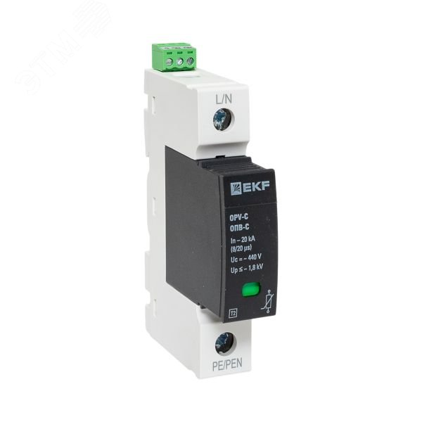 Ограничитель импульсных напряжений ОПВ-C/1P In 20кА 385В с сигн. PROxima opv-c1