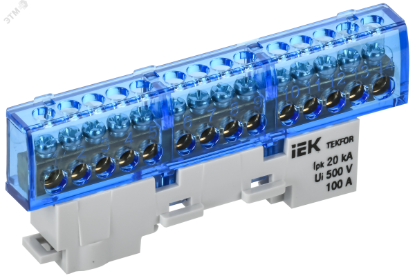 TEKFOR Шина N ноль изолированная на универсальном держателе 6х9-14-С IEK TF-NN10-14-KL-K07